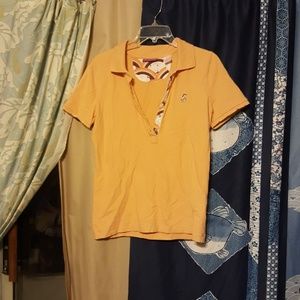 Heatherette distressed retro peach unicorn polo L